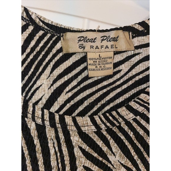 Vintage Pleat Pleat by Rafael Women's Zig Zag Tank Top Large ripple smock - Picture 2 of 4